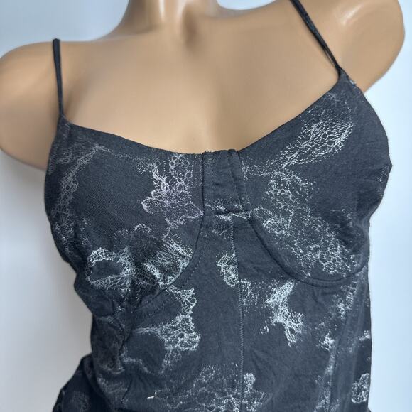 Guess Black Metallic Bustier Tank Top M Y2K Coquette Glam Grunge Vampy Soft Goth - Picture 3 of 13